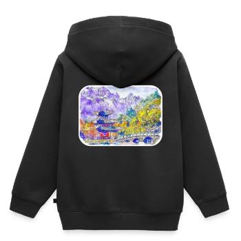Grenade Espagne Aquarelle Sketch Illustration - Sweat Premium à capuche enfant bio - noir - Dos - AI Model Kid Male (0cm)