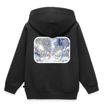 Quebec Kanada Aquarell Skizze gezeichnete Illustration - Kinder Premium Organic Hoodie - Schwarz - Hinten - AI Model Kid Male (0cm)