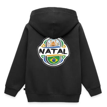 Natal Brasilien Flagge Abzeichen Reise Souvenir Stempel - Kinder Premium Organic Hoodie - Schwarz - Hinten - AI Model Kid Male (0cm)