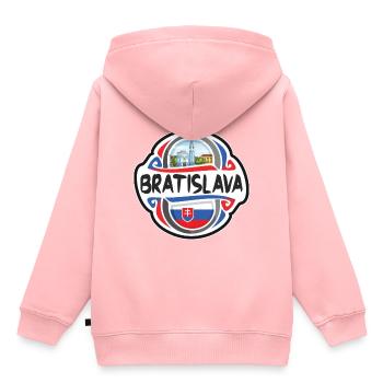 Bratislava Slovakia Flag Travel Souvenir Badge Sta - Kids Premium Organic Hoodie - rose - Back - AI Model Kid Female (0cm)