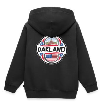 Oakland USA United States Flag Travel Souvenir Bad - Kids Premium Organic Hoodie - black - Back - AI Model Kid Male (0cm)