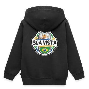 Boa Vista Brésil Drapeau Badge Voyage Souvenir Timbre - Sweat Premium à capuche enfant bio - noir - Dos - AI Model Kid Male (0cm)