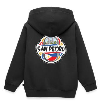 San Pedro Philippines Drapeau Voyage Souvenir Badge S - Sweat Premium à capuche enfant bio - noir - Dos - AI Model Kid Male (0cm)