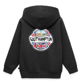 Southampton Royaume-Uni Drapeau du Royaume-Uni Souvenir de voyage - Sweat Premium à capuche enfant bio - noir - Dos - AI Model Kid Male (0cm)