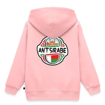 Antsirabe Madagascar Drapeau Voyage Souvenir Badge St - Sweat Premium à capuche enfant bio - rose - Dos - AI Model Kid Female (0cm)