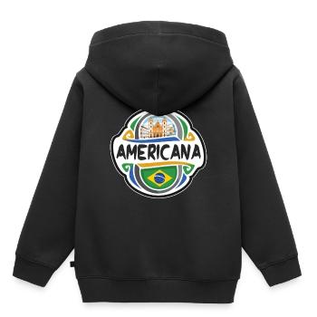 Americana Brasilien Flagge Abzeichen Reise Souvenir Briefmarke - Kinder Premium Organic Hoodie - Schwarz - Hinten - AI Model Kid Male (0cm)
