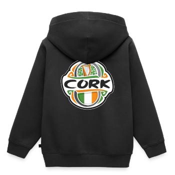 Cork Ireland Flag Badge Travel Souvenir Stamp - Kids Premium Organic Hoodie - black - Back - AI Model Kid Male (0cm)