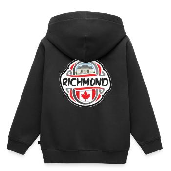 Richmond Canada Flag Badge Souvenir de voyage - Sweat Premium à capuche enfant bio - noir - Dos - AI Model Kid Male (0cm)