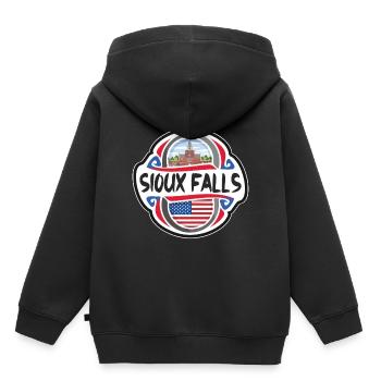 Sioux Falls USA Drapeau des États-Unis Souvenir de voyage - Sweat Premium à capuche enfant bio - noir - Dos - AI Model Kid Male (0cm)