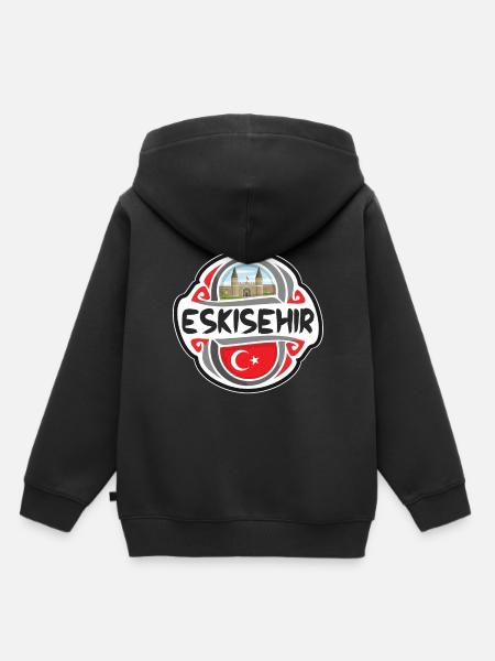 Eskisehir Türkei Flagge Abzeichen Reise Souvenir Stempel - Kinder Premium Organic Hoodie - Schwarz