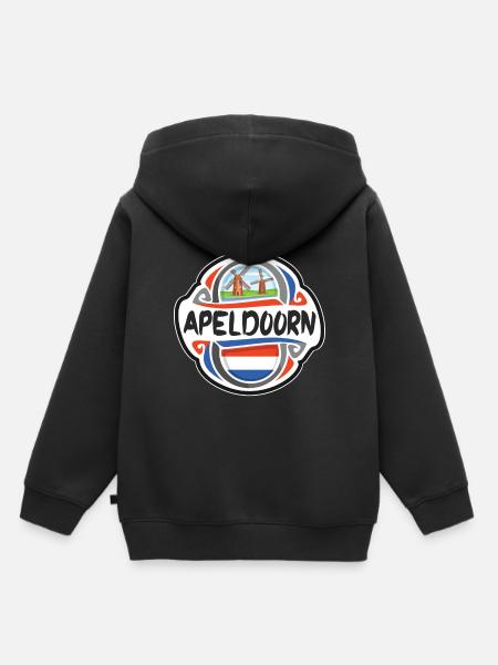 Apeldoorn Nederland Vlag Reizen Souvenir Badge S - Kinder Premium hoodie biologisch - zwart