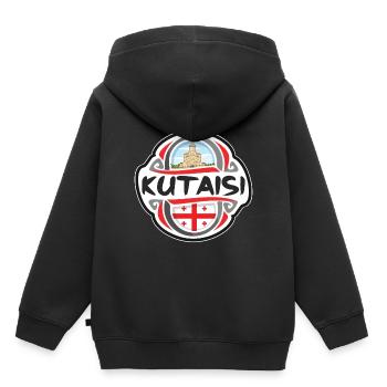 Kutaisi Georgia Flag Badge Souvenir de voyage Timbre souvenir - Sweat Premium à capuche enfant bio - noir - Dos - AI Model Kid Male (0cm)