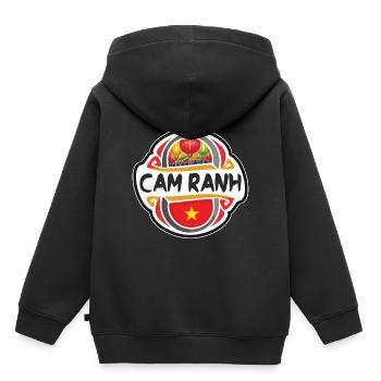 Cam Ranh Vietnam Drapeau Badge Voyage Souvenir Timbre - Sweat Premium à capuche enfant bio - noir - Dos - AI Model Kid Male (0cm)