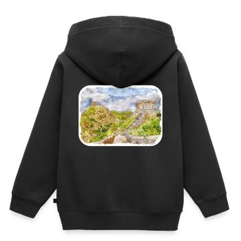 Beijing China Watercolor Sketch Drawn Drawing - Kids Premium Organic Hoodie - black - Back - AI Model Kid Male (0cm)