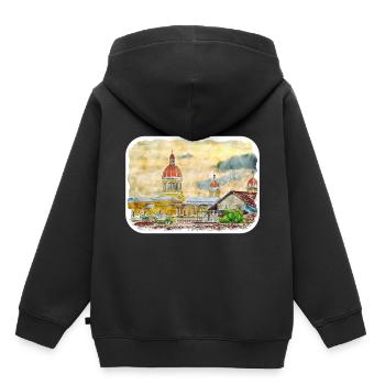 Grenade Espagne Aquarelle Esquisse Dessiner Dessin - Sweat Premium à capuche enfant bio - noir - Dos - AI Model Kid Male (0cm)