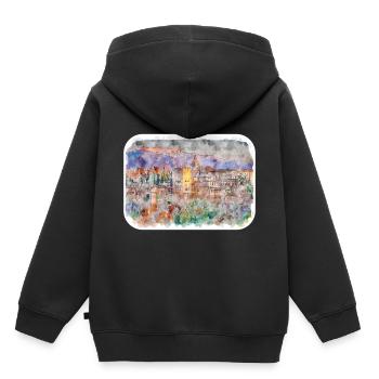 Grenade Espagne Aquarelle Sketch Illustration - Sweat Premium à capuche enfant bio - noir - Dos - AI Model Kid Male (0cm)