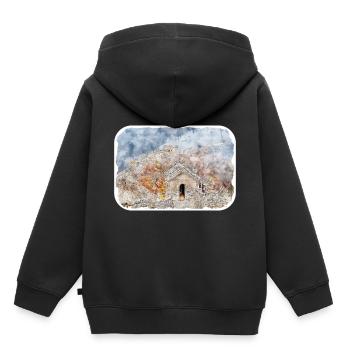 Beijing China Watercolor Sketch Illustration - Kids Premium Organic Hoodie - black - Back - AI Model Kid Male (0cm)