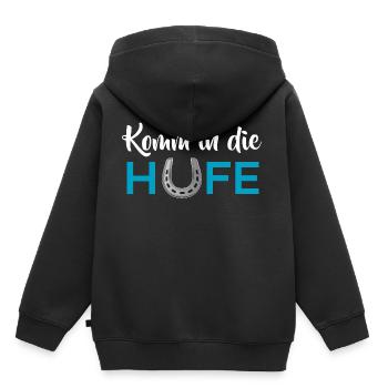 Komm in die Hufe - Kinder Premium Organic Hoodie - Schwarz - Hinten - AI Model Kid Male (0cm)