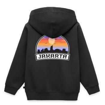 Jakarta Indonesien Skyline Vintage Sonnenuntergang Reisen So - Kinder Premium Organic Hoodie - Schwarz - Hinten - AI Model Kid Male (0cm)