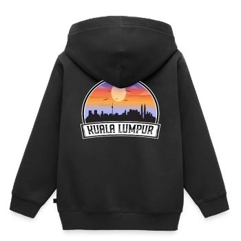 Kuala Lumpur Malaysia Skyline Vintage Sunset Trave - Kinder Premium Organic Hoodie - Schwarz - Hinten - AI Model Kid Male (0cm)