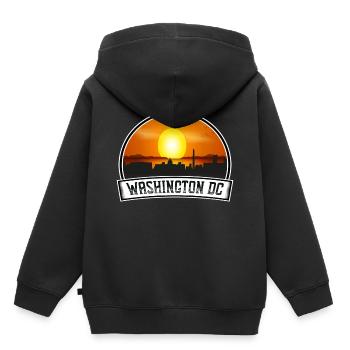 Washington Dc Washington Usa Skyline Vintage Sunse - Kinder Premium Organic Hoodie - Schwarz - Hinten - AI Model Kid Male (0cm)