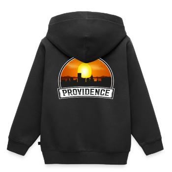 Providence Rhode Island USA Skyline Vintage Sonnenuntergang - Kinder Premium Organic Hoodie - Schwarz - Hinten - AI Model Kid Male (0cm)