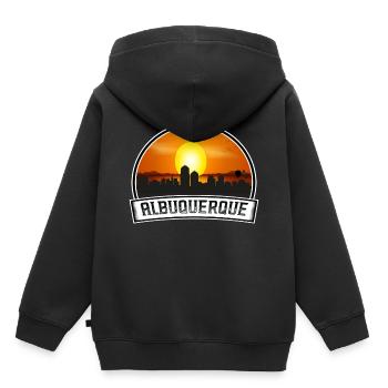 Albuquerque Nouveau-Mexique États-Unis Skyline Vintage Coucher de soleil - Sweat Premium à capuche enfant bio - noir - Dos - AI Model Kid Male (0cm)