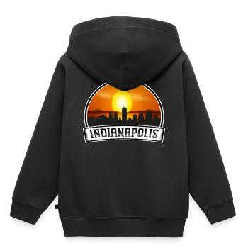 Indianapolis Indiana États-Unis Skyline Vintage Sunset Tr - Sweat Premium à capuche enfant bio - noir - Dos - AI Model Kid Male (0cm)