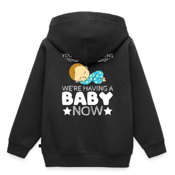 Title of tee-shirt de parentalité grossesse: - Sweat Premium à capuche enfant bio - noir - Dos - AI Model Kid Male (0cm)