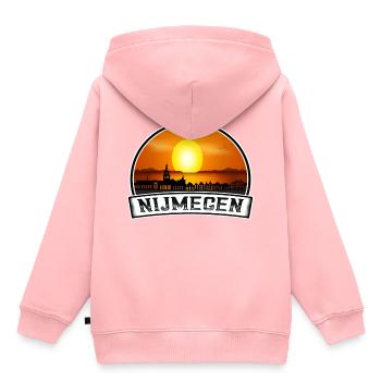 Nijmegen Niederlande Skyline Vintage Sunset Travel - Kinder Premium Organic Hoodie - Rosa - Hinten - AI Model Kid Female (0cm)