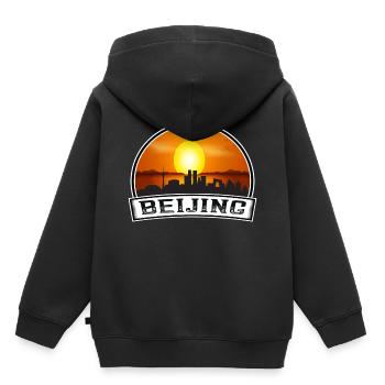 Beijing China Skyline Vintage Sunset Travel Souven - Kids Premium Organic Hoodie - black - Back - AI Model Kid Male (0cm)