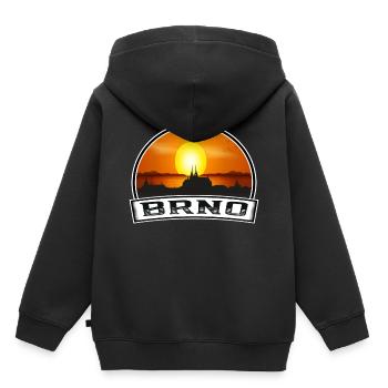 Brünn Tschechien Skyline Vintage Sonnenuntergang Reise Souveni - Kinder Premium Organic Hoodie - Schwarz - Hinten - AI Model Kid Male (0cm)