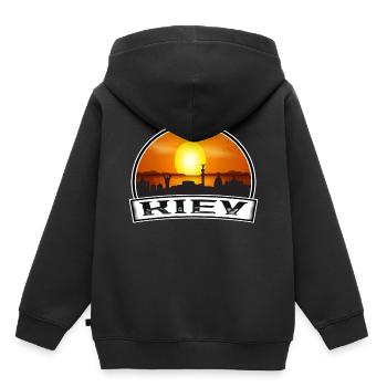 Kiew Ukraine Skyline Vintage Sonnenuntergang Reise Souveni - Kinder Premium Organic Hoodie - Schwarz - Hinten - AI Model Kid Male (0cm)
