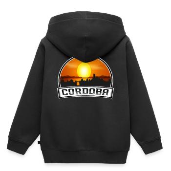 Cordoba Argentine Skyline Vintage Sunset Travel So - Sweat Premium à capuche enfant bio - noir - Dos - AI Model Kid Male (0cm)