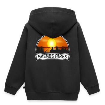 Buenos Aires Argentine Skyline Vintage Sunset - Sweat Premium à capuche enfant bio - noir - Dos - AI Model Kid Male (0cm)