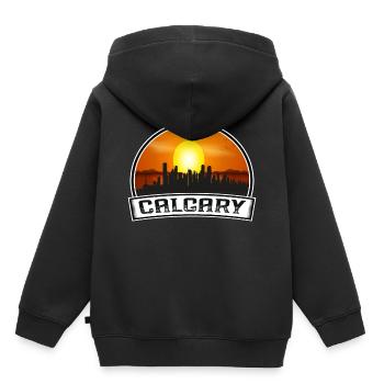 Calgary Canada Skyline Vintage Sunset Travel Souve - Sweat Premium à capuche enfant bio - noir - Dos - AI Model Kid Male (0cm)