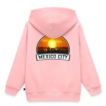Mexiko-Stadt Mexiko Skyline Vintage Sunset Travel S - Kinder Premium Organic Hoodie - Rosa - Hinten - AI Model Kid Female (0cm)