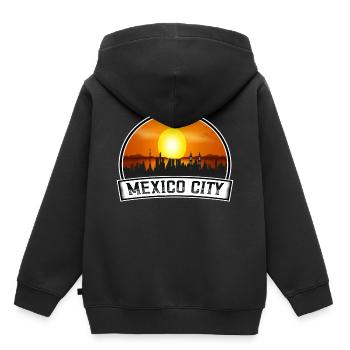 Mexico City Mexico Skyline Vintage Sunset Travel S - Sweat Premium à capuche enfant bio - noir - Dos - AI Model Kid Male (0cm)