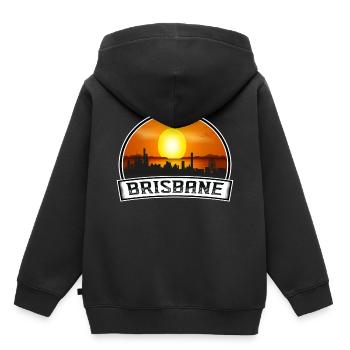 Brisbane Australien Skyline Vintage Sunset Travel S - Kinder Premium Organic Hoodie - Schwarz - Hinten - AI Model Kid Male (0cm)