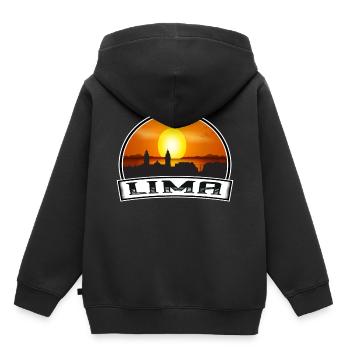 Lima Peru Skyline Vintage Sonnenuntergang Reise Souvenir - Kinder Premium Organic Hoodie - Schwarz - Hinten - AI Model Kid Male (0cm)