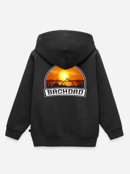 Bagdad Irak Skyline Vintage Sunset Travel Souveni - Premium børne hættetrøje økologisk - sort