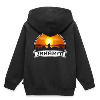 Jakarta Indonesien Skyline Vintage Sonnenuntergang Reisen So - Kinder Premium Organic Hoodie - Schwarz - Hinten - AI Model Kid Male (0cm)