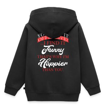 Du findest es beleidigend Ich finde es lustig, deshalb - Kinder Premium Organic Hoodie - Schwarz - Hinten - AI Model Kid Male (0cm)