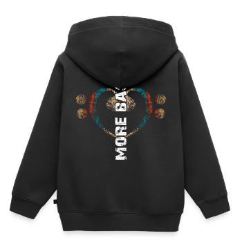 More Bass - Clef de basse vintage avec paroles - Sweat Premium à capuche enfant bio - noir - Dos - AI Model Kid Male (0cm)