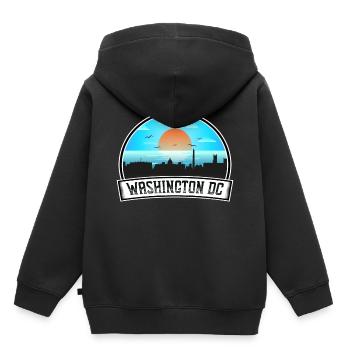 Washington Dc Washington Usa Skyline Vintage Sunse - Kinder Premium Organic Hoodie - Schwarz - Hinten - AI Model Kid Male (0cm)