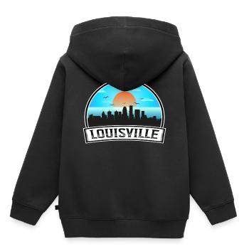 Louisville Kentucky États-Unis Skyline Vintage Sunset Tra - Sweat Premium à capuche enfant bio - noir - Dos - AI Model Kid Male (0cm)