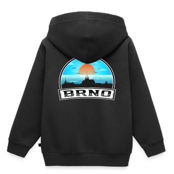 Brünn Tschechien Skyline Vintage Sonnenuntergang Reise Souveni - Kinder Premium Organic Hoodie - Schwarz - Hinten - AI Model Kid Male (0cm)