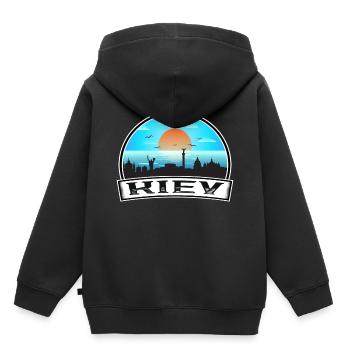 Kiew Ukraine Skyline Vintage Sonnenuntergang Reise Souveni - Kinder Premium Organic Hoodie - Schwarz - Hinten - AI Model Kid Male (0cm)