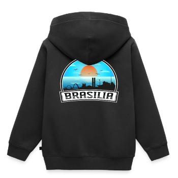 Brasilia Brasilien Skyline Vintage Sonnenuntergang Reise Souv - Kinder Premium Organic Hoodie - Schwarz - Hinten - AI Model Kid Male (0cm)