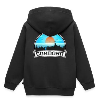 Cordoba Argentine Skyline Vintage Sunset Travel So - Sweat Premium à capuche enfant bio - noir - Dos - AI Model Kid Male (0cm)